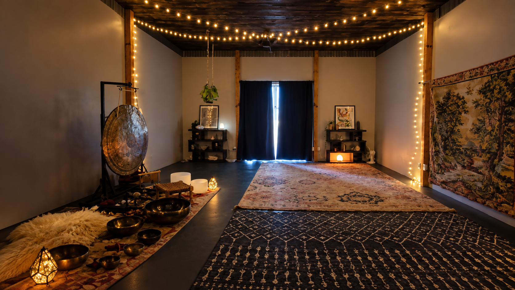 Community room inside Four Directions Alchemy, prepared for group practice